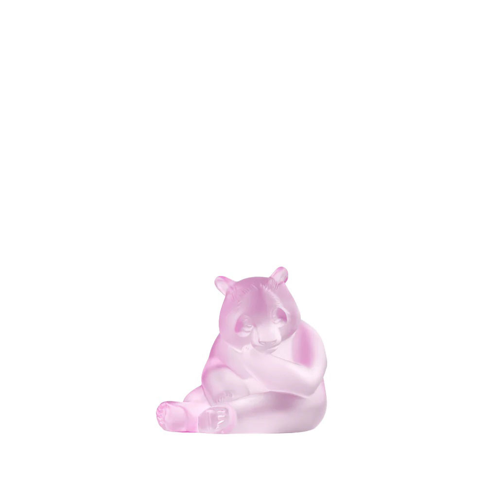 Lalique Pink Panda Sculpture